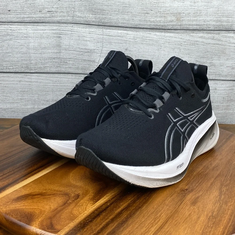 Asics Black and White Athletic Shoes - Picture 2 of 13